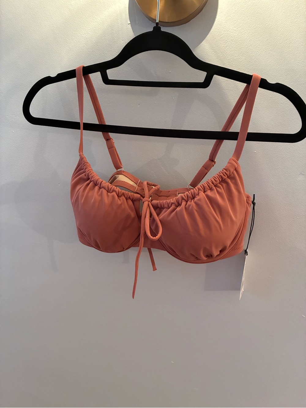 Women's Ruched Tie-Front Bikini Top - Rust